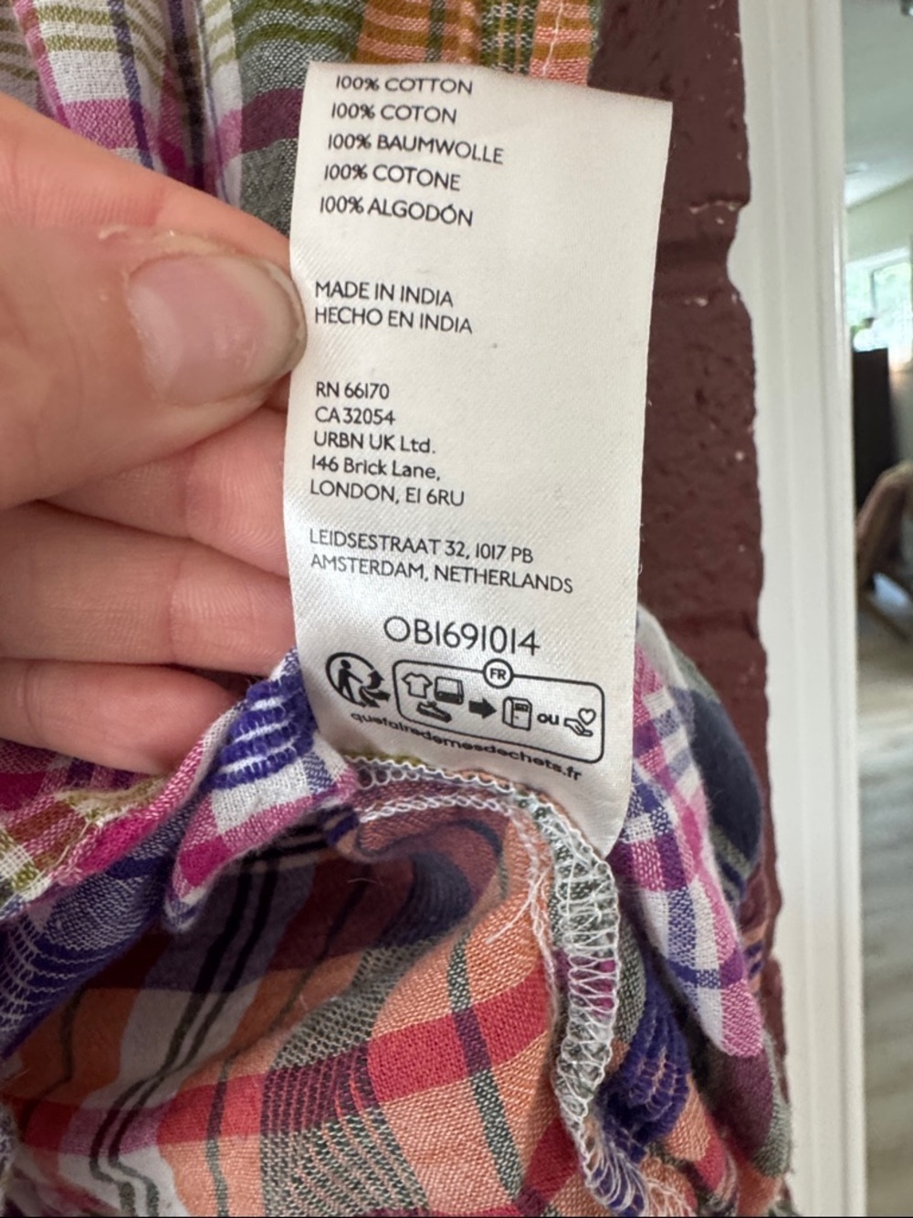 Pilcro Anthropologie 100% Cotton Multicolor Plaid Popover Top with Cinched Back - Picture 4 of 8